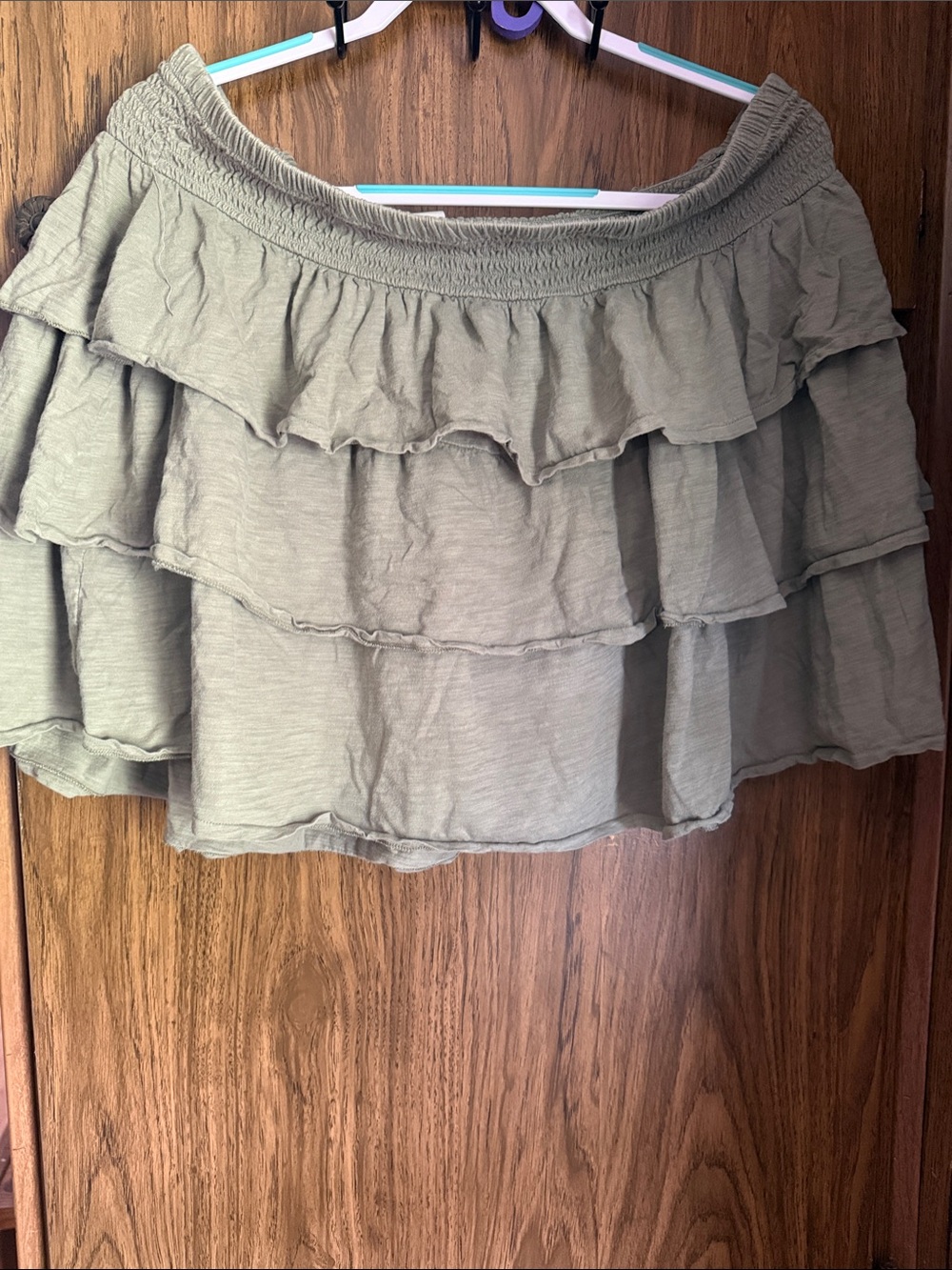Old Navy Olive-Tone Layered Ruffle Mini Skirt